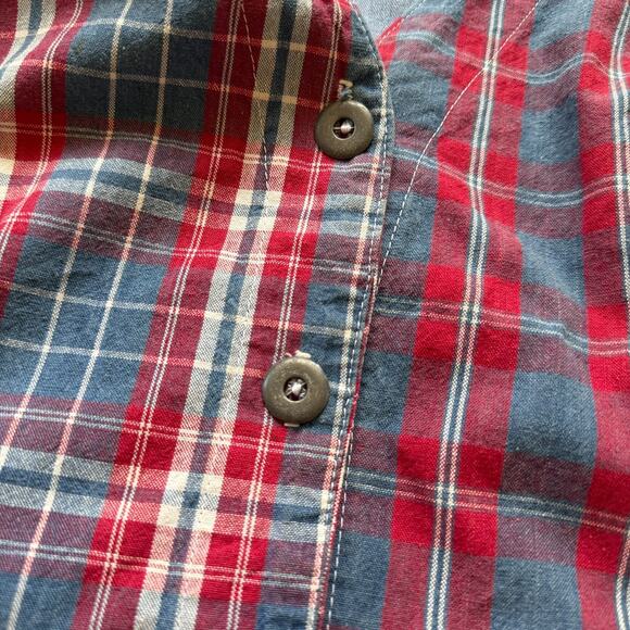 Vintage Stampede Patchwork Denim Vest Plaid Western USA Made 2X - Picture 7 of 7